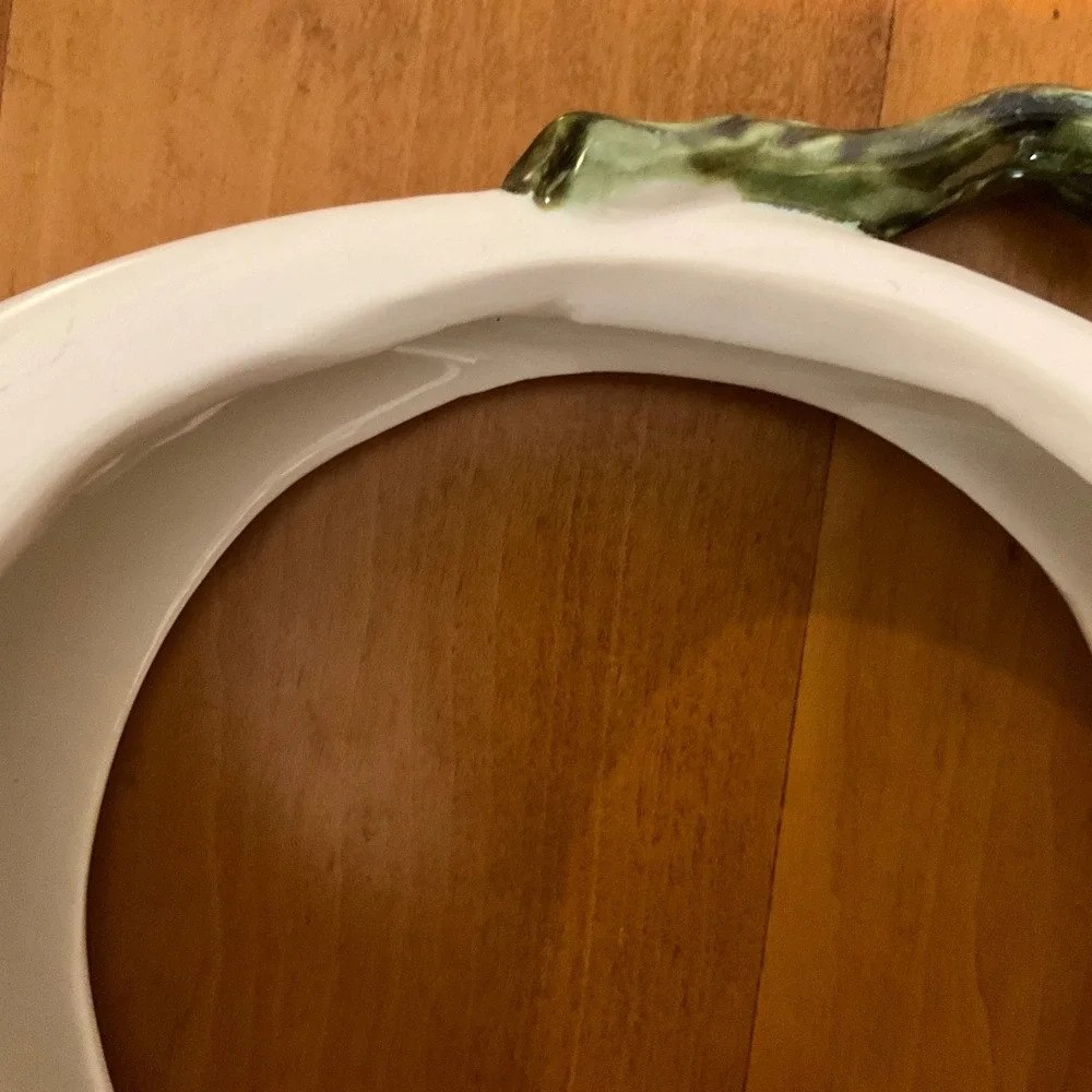 Hull Vintage Tokay USA‎ Ceramic Moon Basket Planter Green Grapes Vine MCM 11in